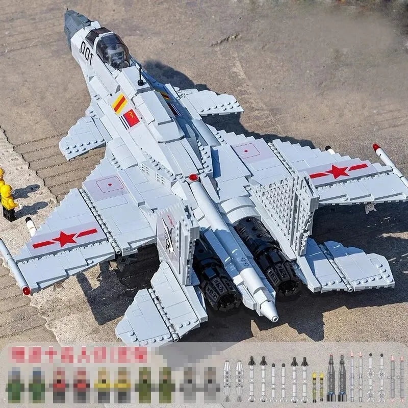 Building Blocks Military Aircraft J - 15 Flying Shark Fighter Jet Bricks Toy - 3