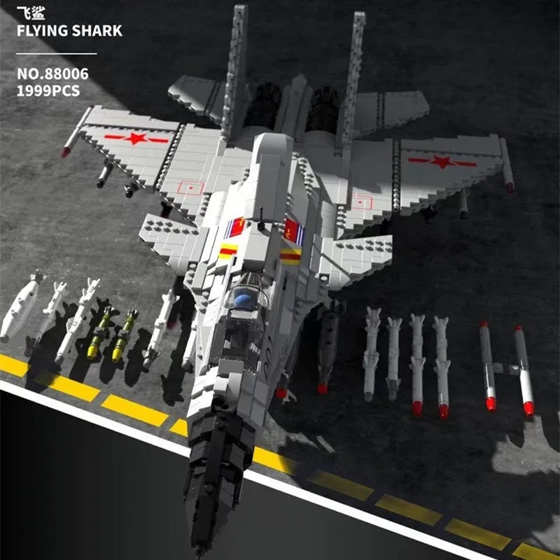 Building Blocks Military Aircraft J - 15 Flying Shark Fighter Jet Bricks Toy - 2