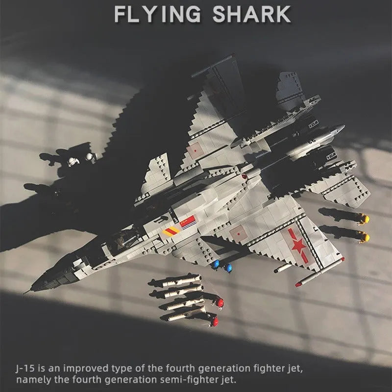 Building Blocks Military Aircraft J - 15 Flying Shark Fighter Jet Bricks Toy - 6