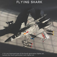 Thumbnail for Building Blocks Military Aircraft J - 15 Flying Shark Fighter Jet Bricks Toy - 6