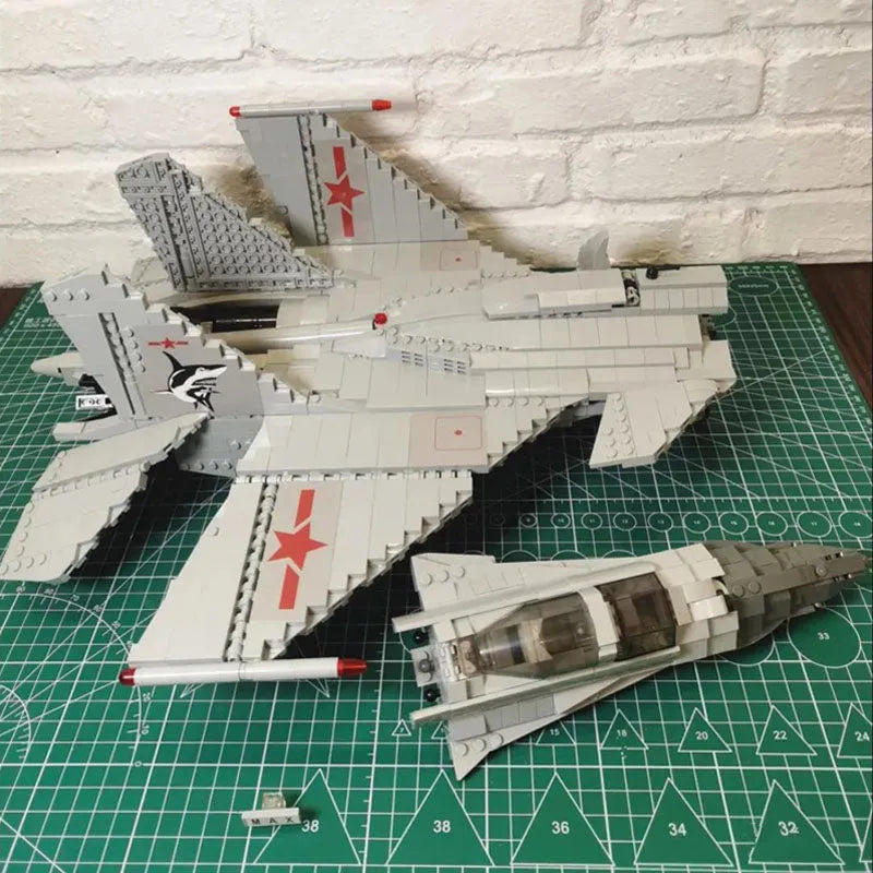 Building Blocks Military Aircraft J-15 Flying Shark Fighter Jet Bricks Toy - 8