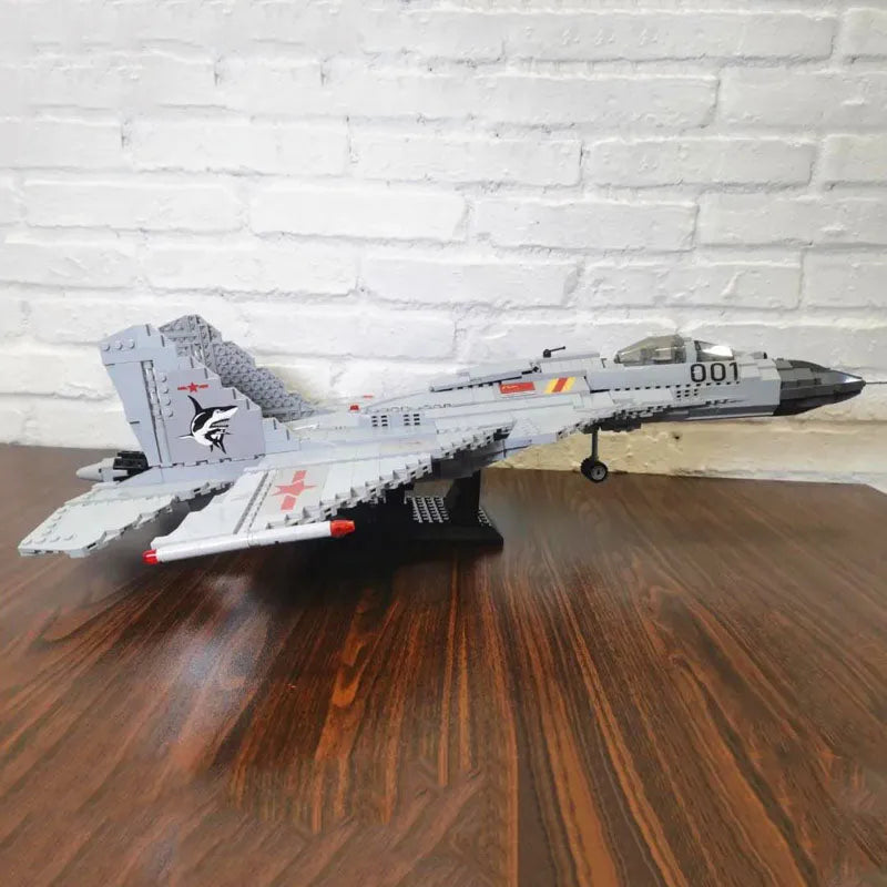 Building Blocks Military Aircraft J-15 Flying Shark Fighter Jet Bricks Toy - 12