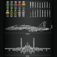 Thumbnail for Building Blocks Military Aircraft J-15 Flying Shark Fighter Jet Bricks Toy - 7