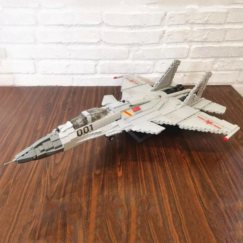 Building Blocks Military Aircraft J-15 Flying Shark Fighter Jet Bricks Toy - 15