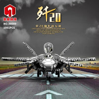Thumbnail for Building Blocks Military Aircraft J-20 Stealth Fighter Jet Bricks Toy Construction Set Toys - 11