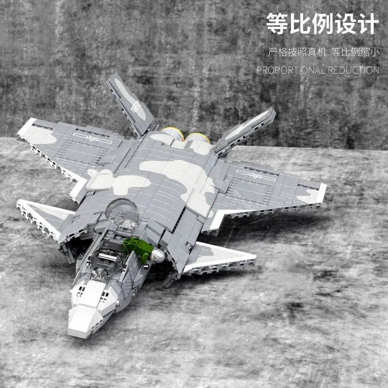Building Blocks Military Aircraft J-20 Stealth Fighter Jet Bricks Toy Construction Set Toys - 8