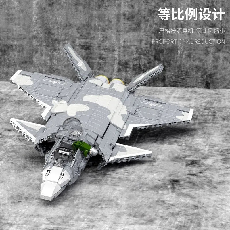 Building Blocks Military Aircraft J - 20 Stealth Fighter Jet Bricks Toy - 8