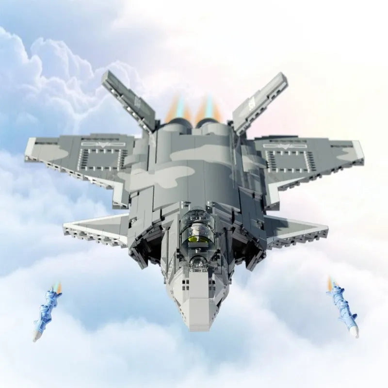Building Blocks Military Aircraft J-20 Stealth Fighter Jet Bricks Toy Construction Set Toys - 3