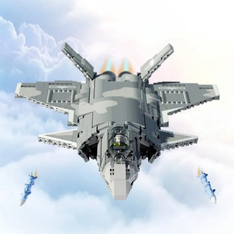 Building Blocks Military Aircraft J - 20 Stealth Fighter Jet Bricks Toy - 3