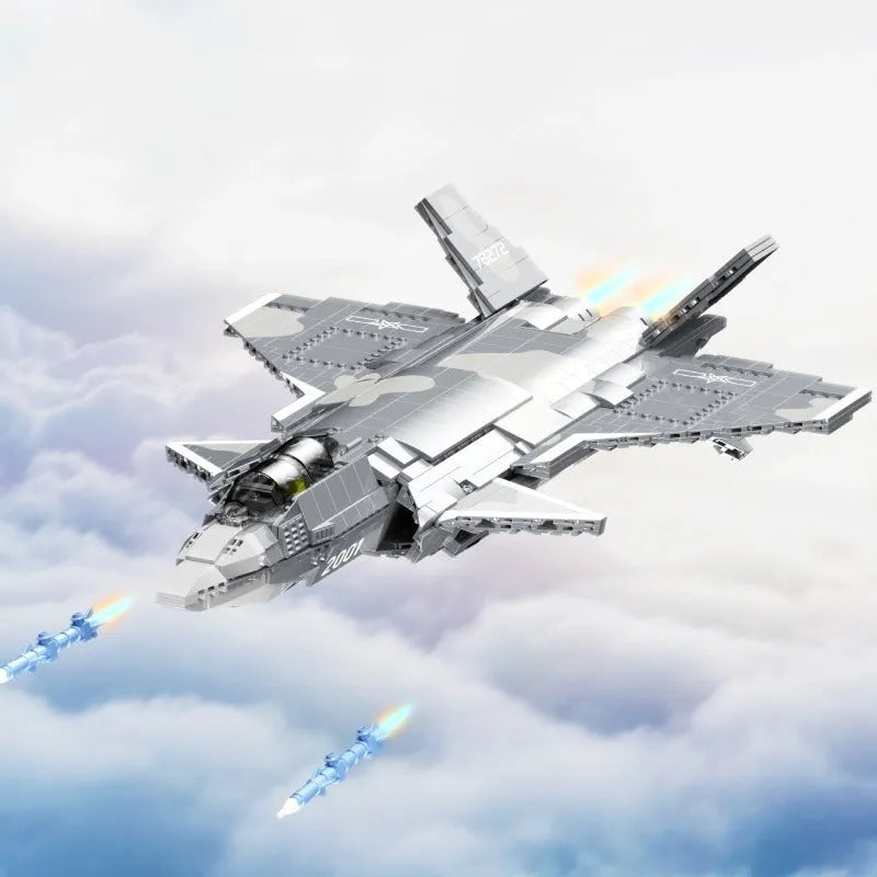 Building Blocks Military Aircraft J - 20 Stealth Fighter Jet Bricks Toy - 9