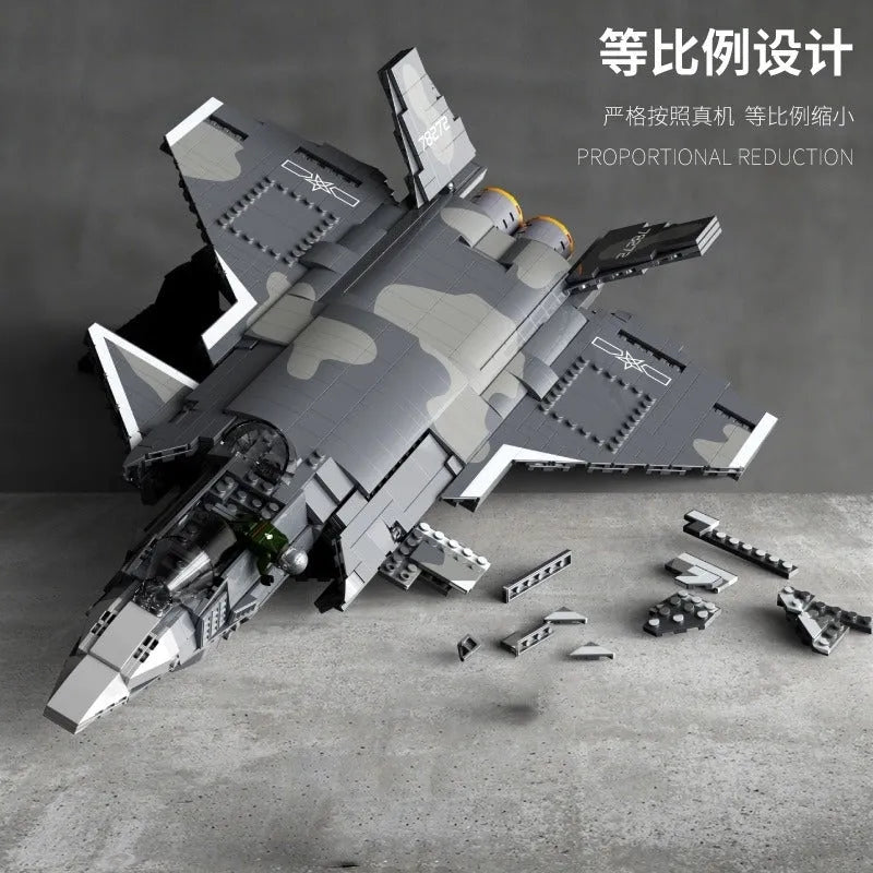 Building Blocks Military Aircraft J-20 Stealth Fighter Jet Bricks Toy Construction Set Toys - 10