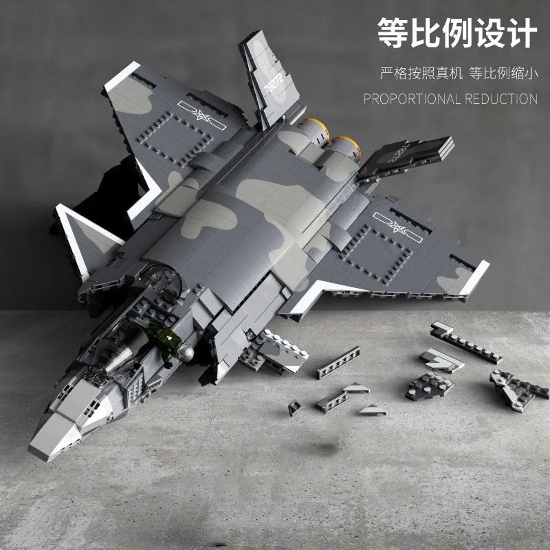 Building Blocks Military Aircraft J - 20 Stealth Fighter Jet Bricks Toy - 10