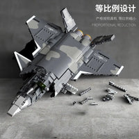 Thumbnail for Building Blocks Military Aircraft J - 20 Stealth Fighter Jet Bricks Toy - 10