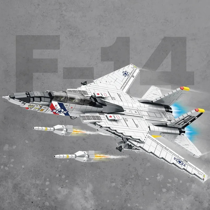 Building Blocks Military Aircraft MOC F-14 Tomcat Fighter Jet Bricks Toy - 5