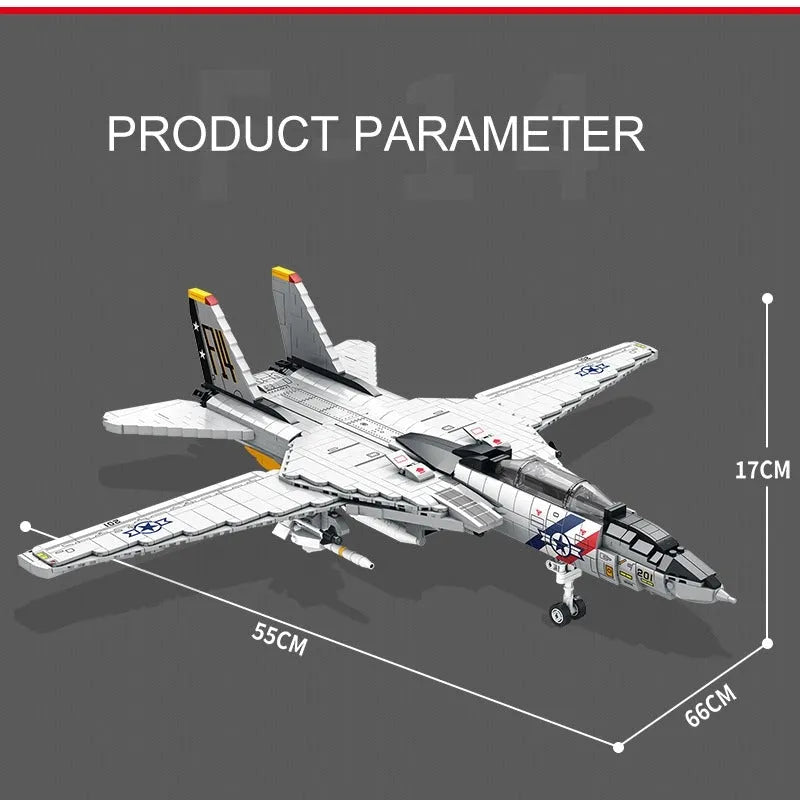 Building Blocks Military Aircraft MOC F-14 Tomcat Fighter Jet Bricks Toy - 8