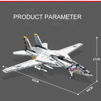 Thumbnail for Building Blocks Military Aircraft MOC F-14 Tomcat Fighter Jet Bricks Toy - 8