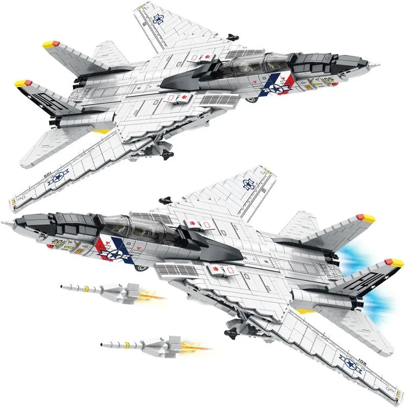 Building Blocks Military Aircraft MOC F-14 Tomcat Fighter Jet Bricks Toy - 1