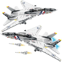 Thumbnail for Building Blocks Military Aircraft MOC F-14 Tomcat Fighter Jet Bricks Toy - 1