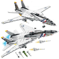 Thumbnail for Building Blocks Military Aircraft MOC F-14 Tomcat Fighter Jet Bricks Toy - 4