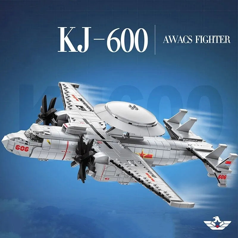 Building Blocks Military Aircraft MOC KJ-600 AWACS Fighter Bricks Toy - 4