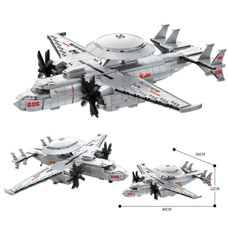 Building Blocks Military Aircraft MOC KJ-600 AWACS Fighter Bricks Toy - 2