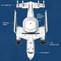 Thumbnail for Building Blocks Military Aircraft MOC KJ-600 AWACS Fighter Bricks Toy - 5