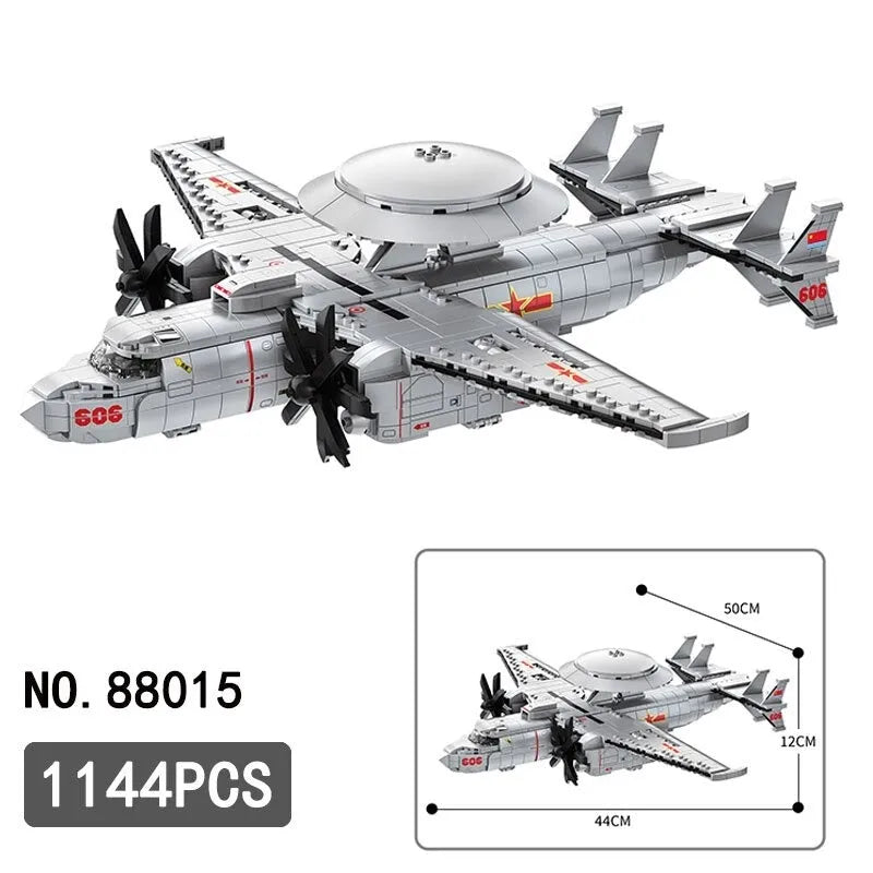 Building Blocks Military Aircraft MOC KJ-600 AWACS Fighter Bricks Toy - 3