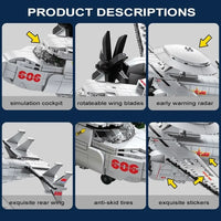 Thumbnail for Building Blocks Military Aircraft MOC KJ - 600 AWACS Fighter Bricks Toy - 7