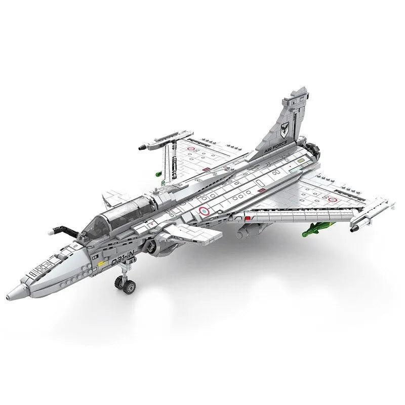 Building Blocks Military Aircraft MOC Rafale Fighter Jet Plane Bricks Toy - 1