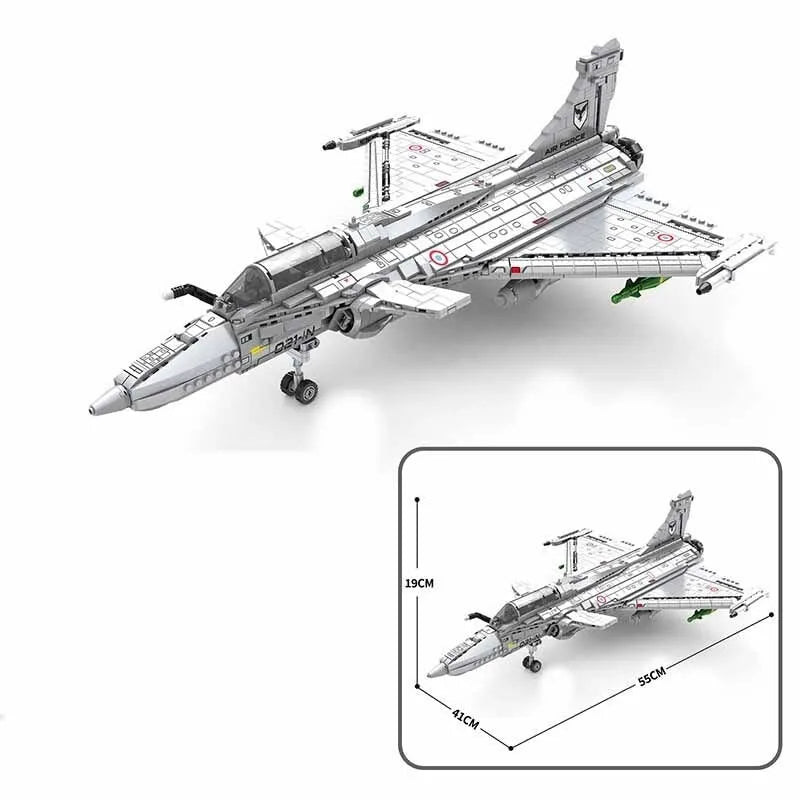 Building Blocks Military Aircraft MOC Rafale Fighter Jet Plane Bricks Toy - 4
