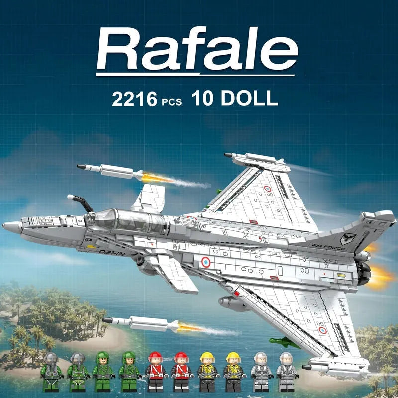 Building Blocks Military Aircraft MOC Rafale Fighter Jet Plane Bricks Toy - 2