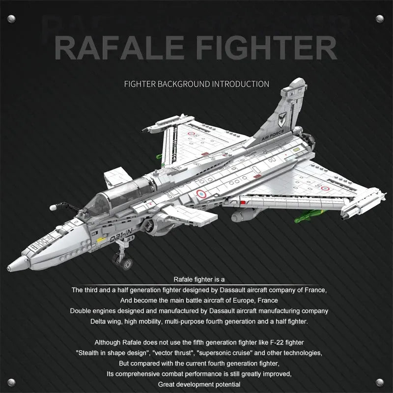 Building Blocks Military Aircraft MOC Rafale Fighter Jet Plane Bricks Toy - 5
