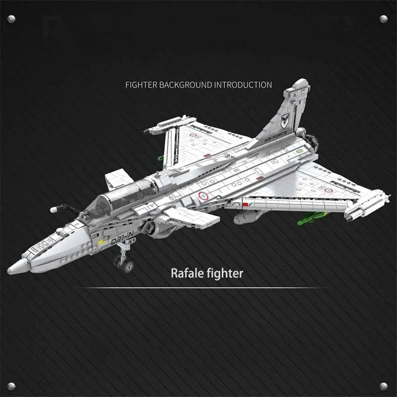 Building Blocks Military Aircraft MOC Rafale Fighter Jet Plane Bricks Toy - 9