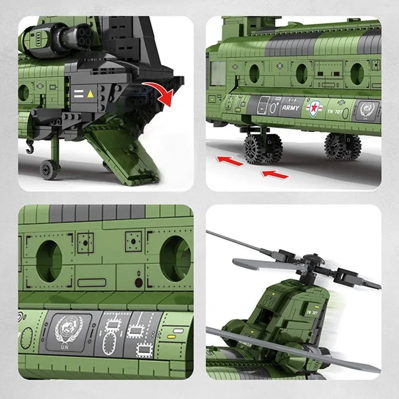 Building Blocks Military CH-47 Transport Helicopter Chinook Bricks Toy - 4