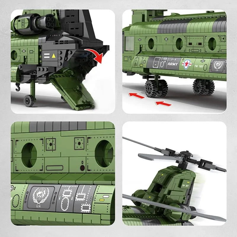 Building Blocks Military CH - 47 Transport Helicopter Chinook Bricks Toy - 4