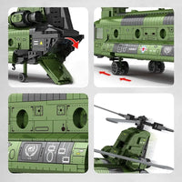 Thumbnail for Building Blocks Military CH-47 Transport Helicopter Chinook Bricks Toy - 4