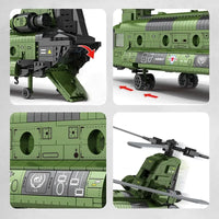 Thumbnail for Building Blocks Military CH - 47 Transport Helicopter Chinook Bricks Toy - 4