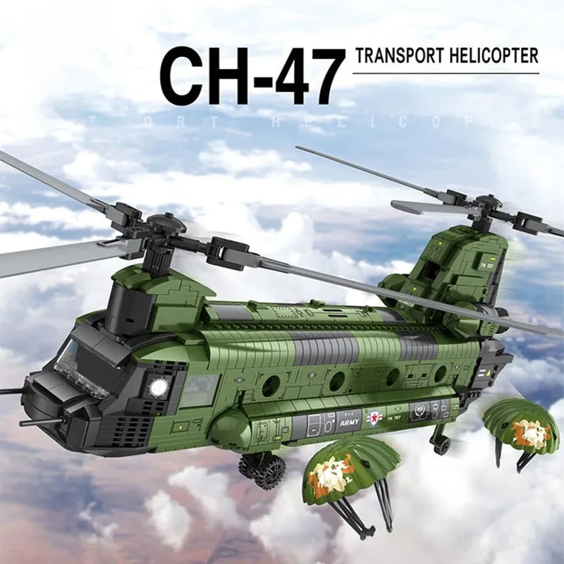 Building Blocks Military CH - 47 Transport Helicopter Chinook Bricks Toy - 3