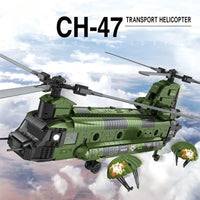 Thumbnail for Building Blocks Military CH-47 Transport Helicopter Chinook Bricks Toy - 3