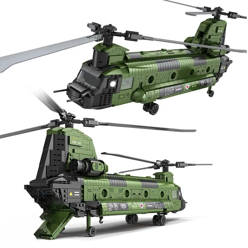 Building Blocks Military CH - 47 Transport Helicopter Chinook Bricks Toy - 1