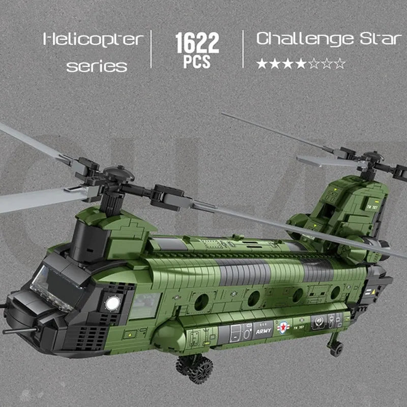 Building Blocks Military CH - 47 Transport Helicopter Chinook Bricks Toy - 7