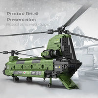 Thumbnail for Building Blocks Military CH-47 Transport Helicopter Chinook Bricks Toy - 5