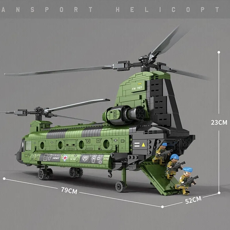 Building Blocks Military CH - 47 Transport Helicopter Chinook Bricks Toy - 8