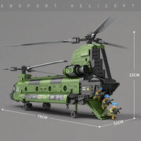 Thumbnail for Building Blocks Military CH-47 Transport Helicopter Chinook Bricks Toy - 8