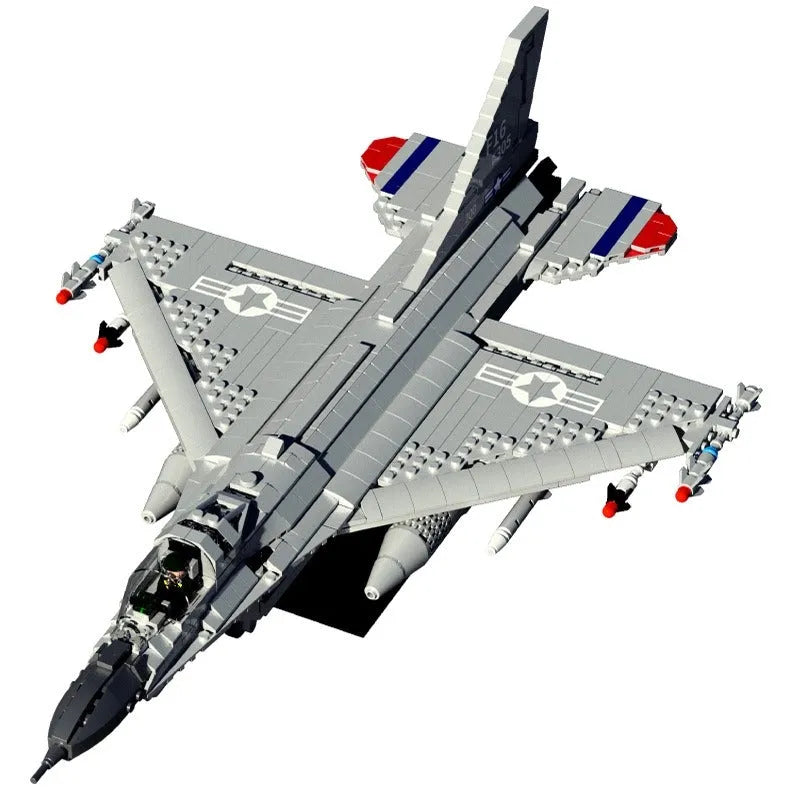 Building Blocks Military F - 16 Fighting Falcon Aircraft Bricks Toy - 1