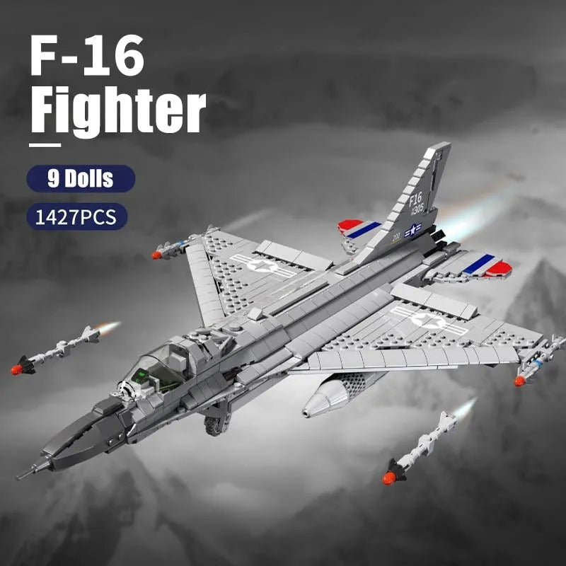 Building Blocks Military F - 16 Fighting Falcon Aircraft Bricks Toy - 9