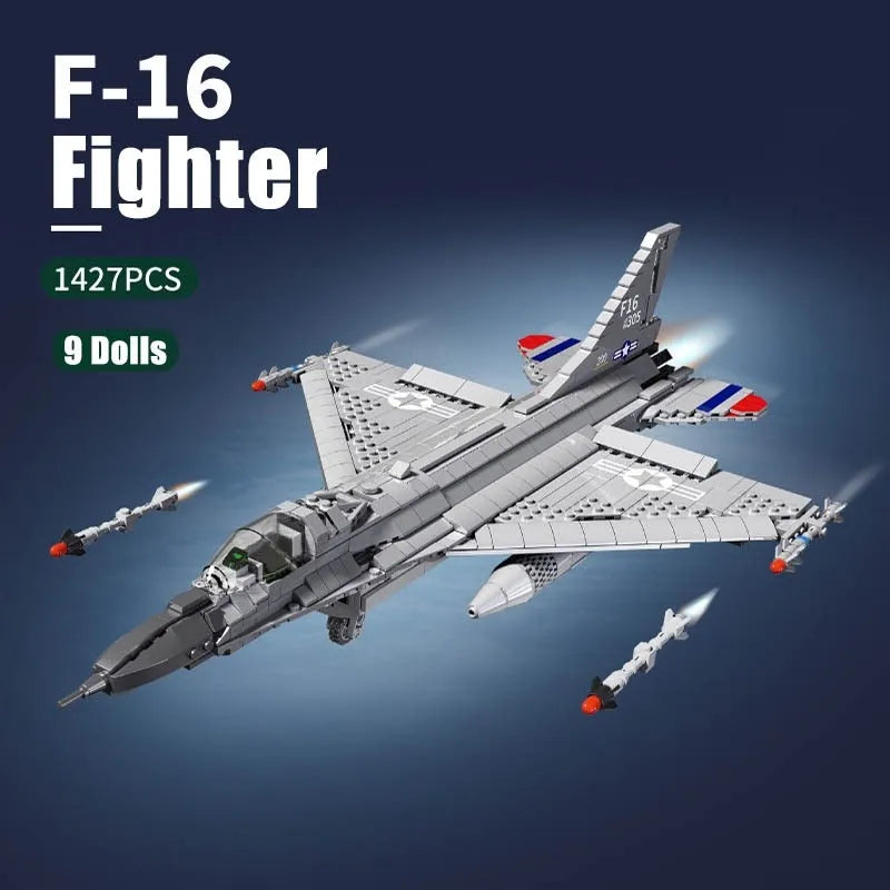 Building Blocks Military F - 16 Fighting Falcon Aircraft Bricks Toy - 8