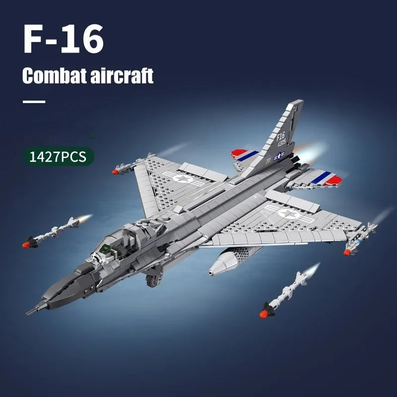 Building Blocks Military F - 16 Fighting Falcon Aircraft Bricks Toy - 3