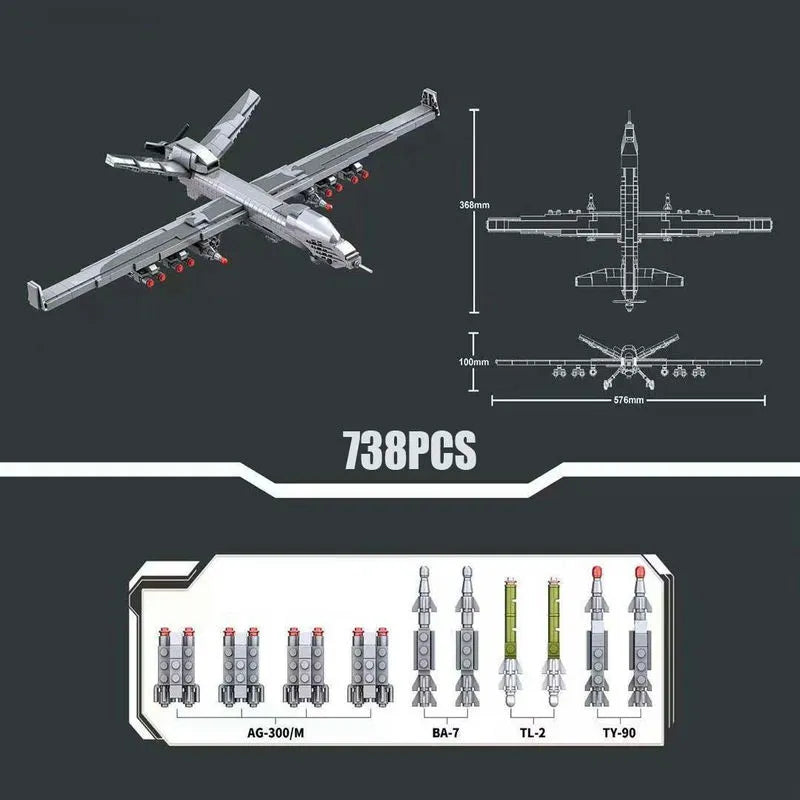 Building Blocks Military Unmanned Drone Wing Loong UAV - 2 Bricks Toy - 5