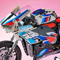 Thumbnail for Building Blocks MOC BMW Bikes Racing Motorcycle Bricks Toy 82003 Construction Set Toys - 3